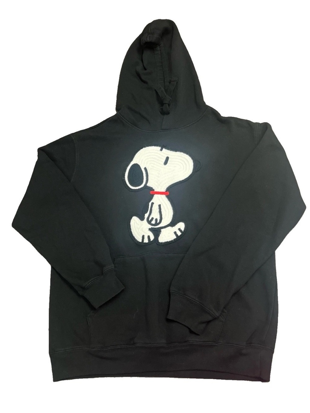 Snoopy Peanuts Hoodie Sweatshirt Black Large Cotton Pullover Charlie Brown